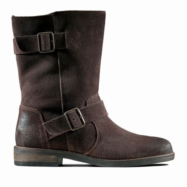 Clarks Womens Demi Flow Biker Boots Dark Brown | USA-4203597